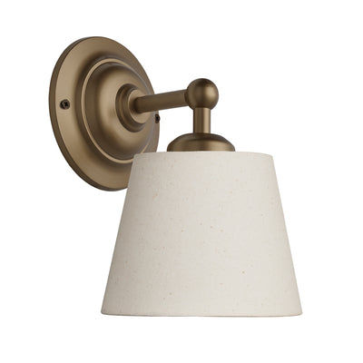 Orlando Empire Wall Light in Brass Finish with Light Natural Cotton Shade 