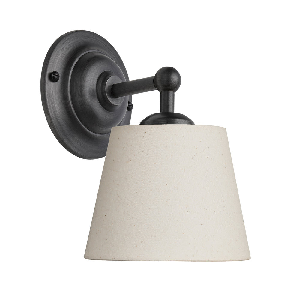 Orlando Empire Wall Light in Pewter Finish with Light Natural Cotton Shade 