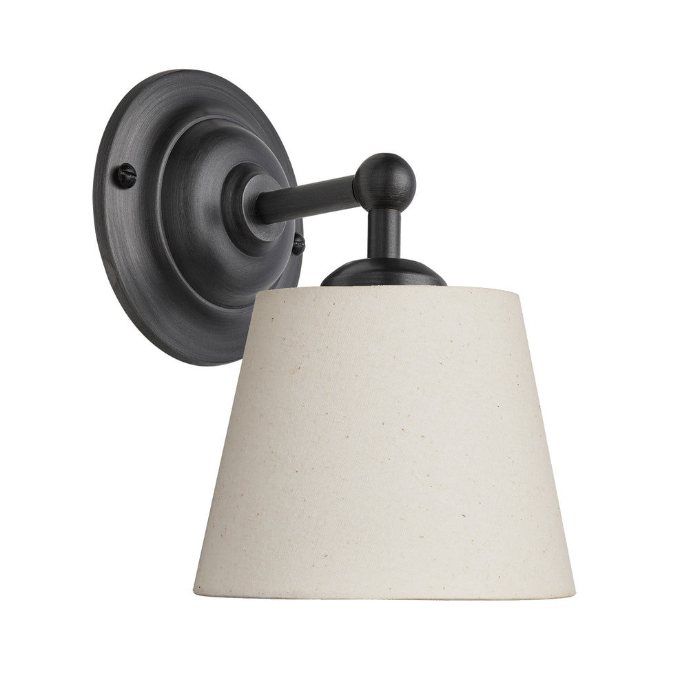 Orlando Empire Wall Light in Pewter Finish with Light Natural Cotton Shade 