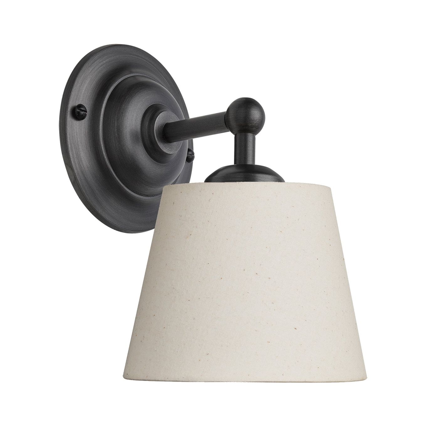Orlando Empire Wall Light in Pewter Finish with Light Natural Cotton Shade 