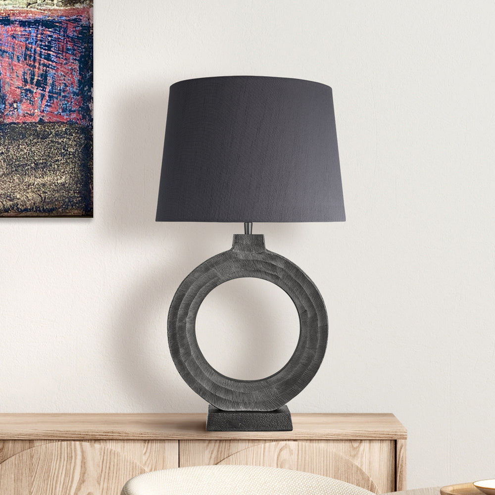 Ornate Circle Table Lamp - Pewter - Base Only