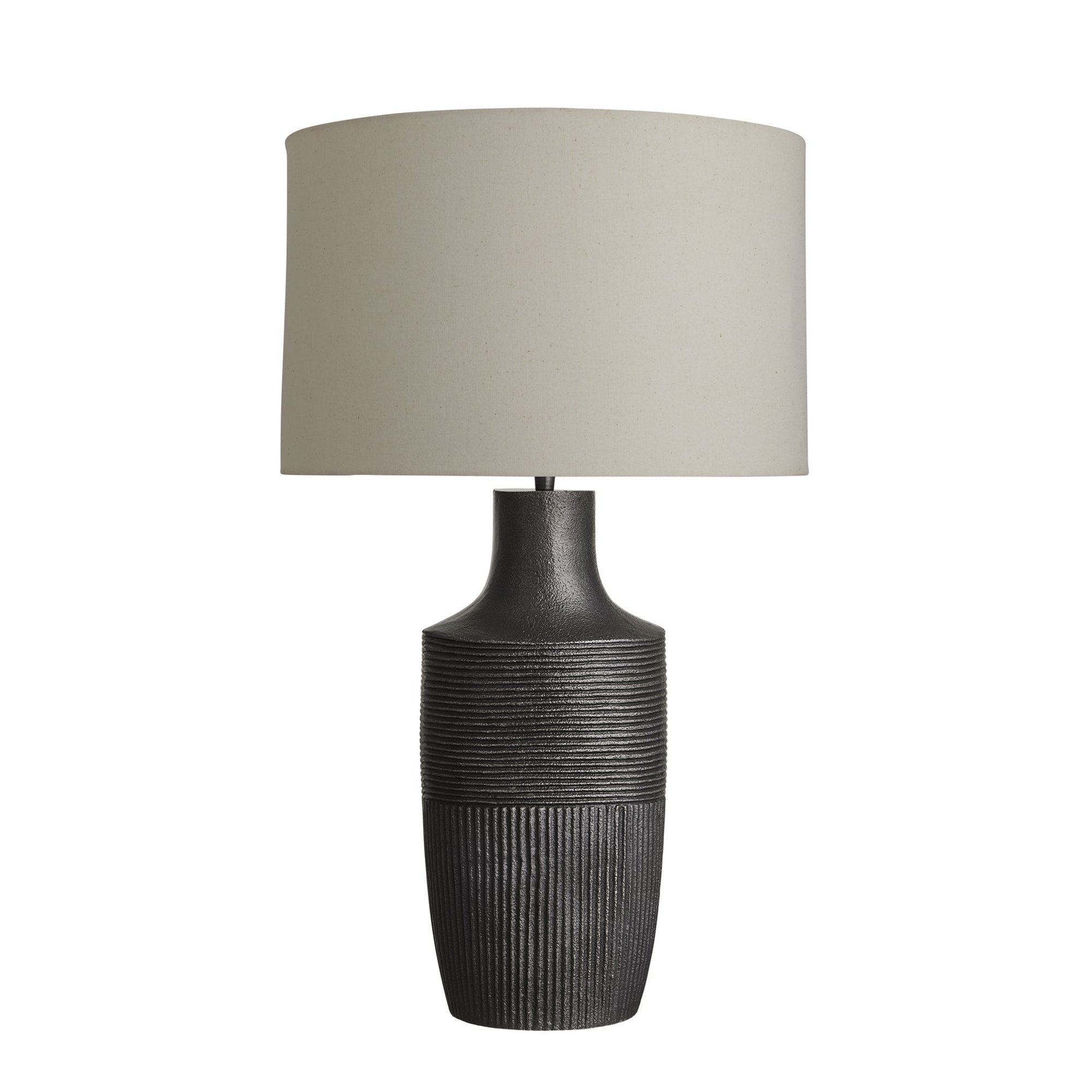 Ornate Vase Table Lamp - Pewter with Drum Shade