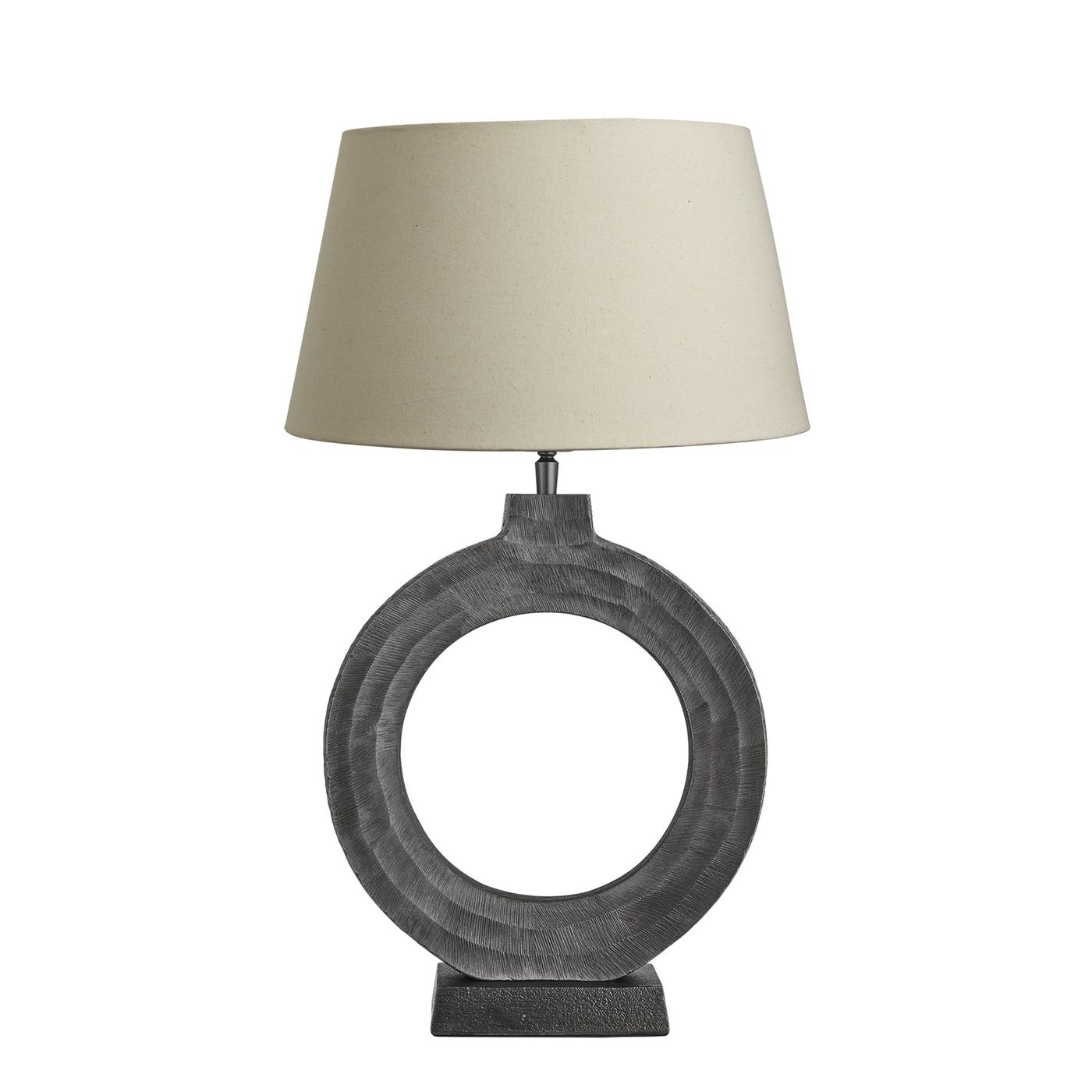 Ornate Circle Table Lamp - Pewter