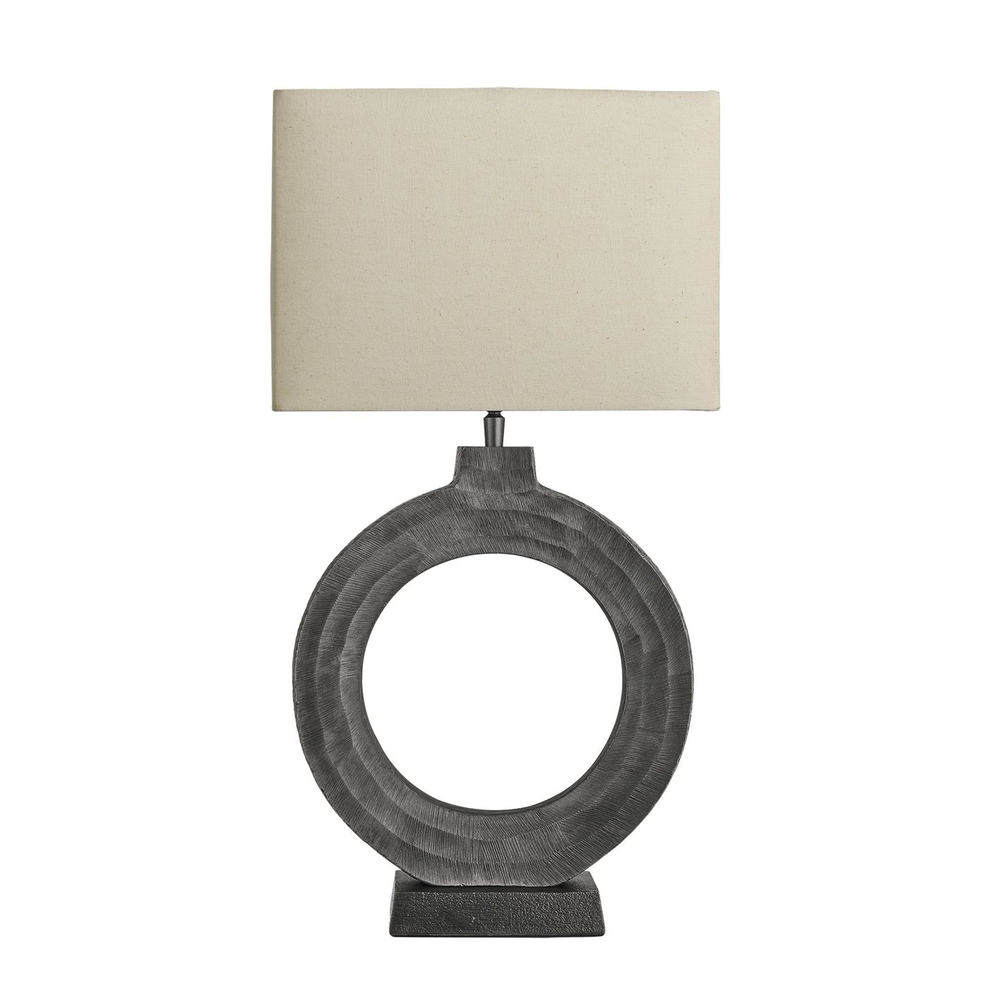 Ornate Circle Table Lamp - Pewter