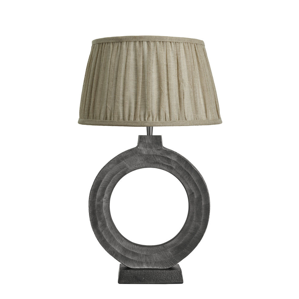 Ornate Circle Table Lamp - Pewter
