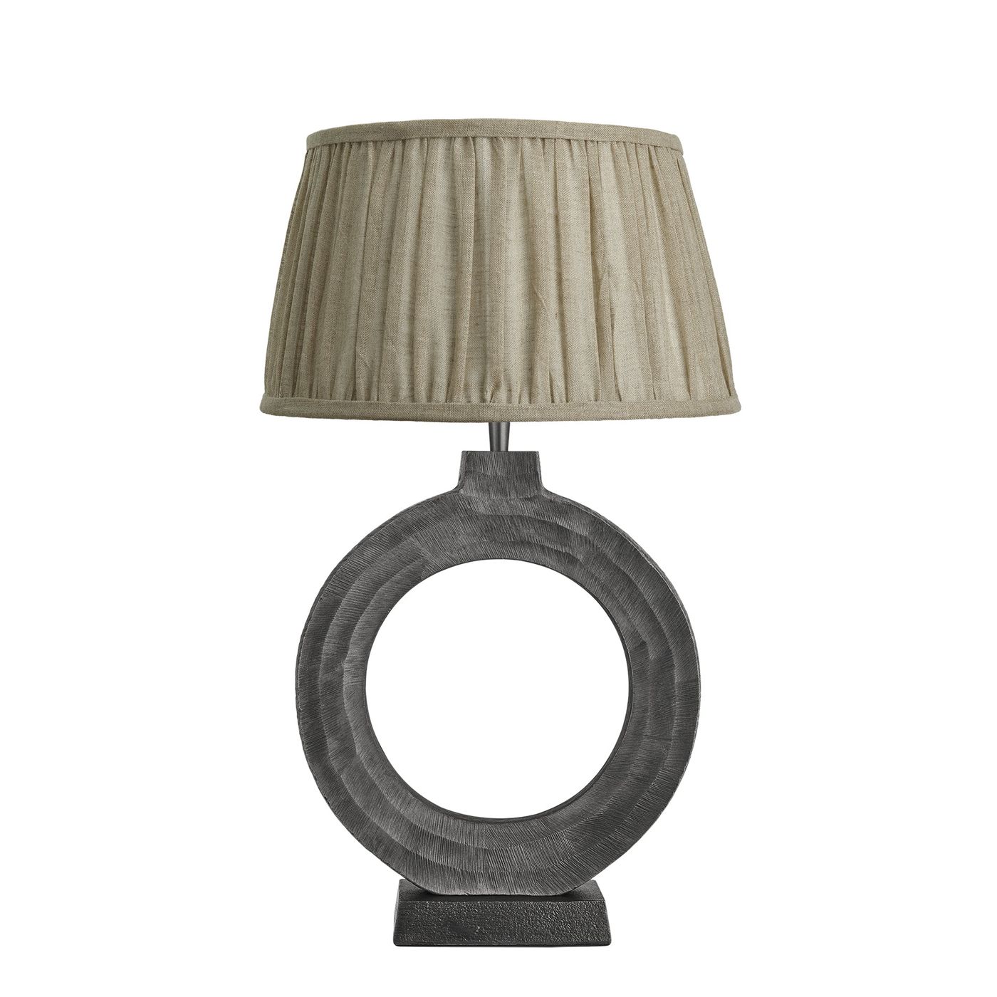 Ornate Circle Table Lamp - Pewter