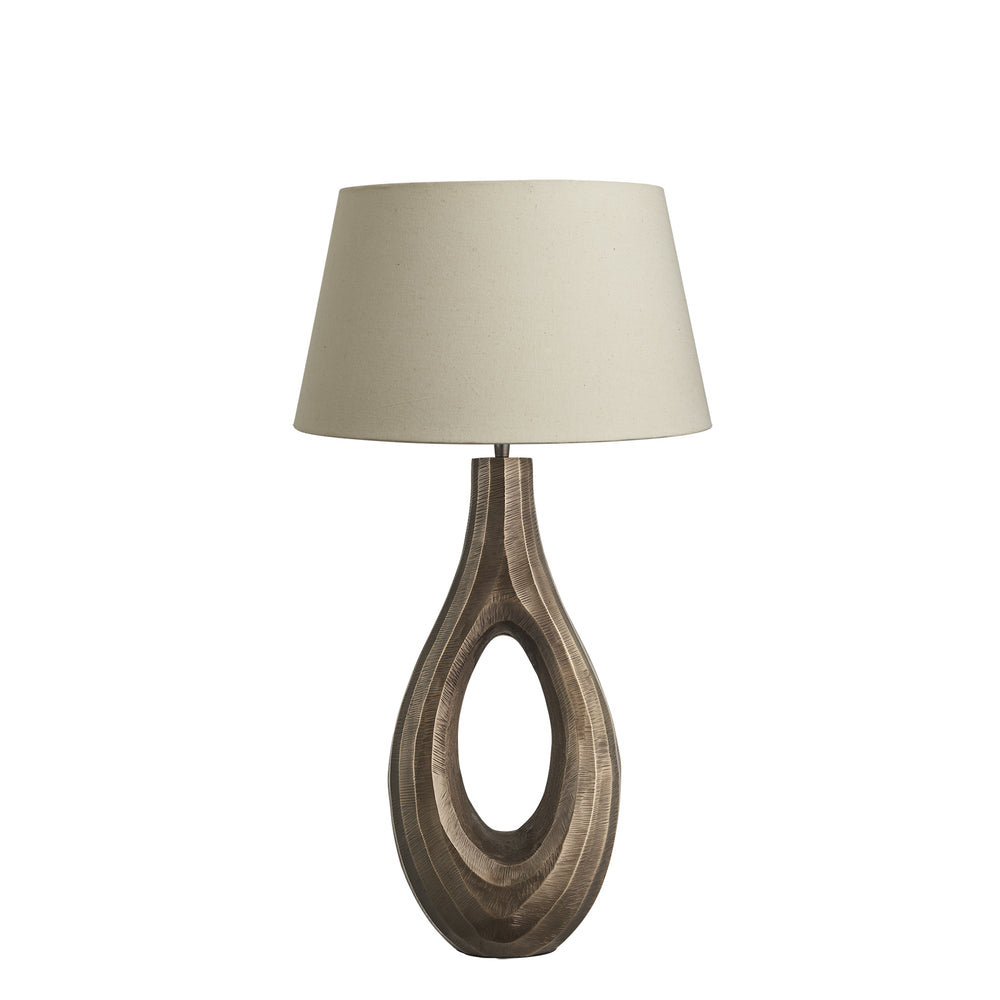 Ornate Ellipse Table Lamp in Brass with Natural Cotton Empire Shade