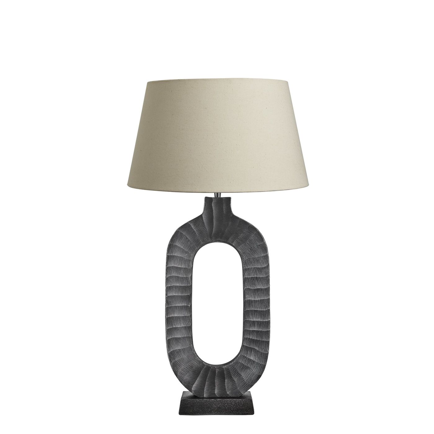 Ornate Oval Table Lamp - Pewter