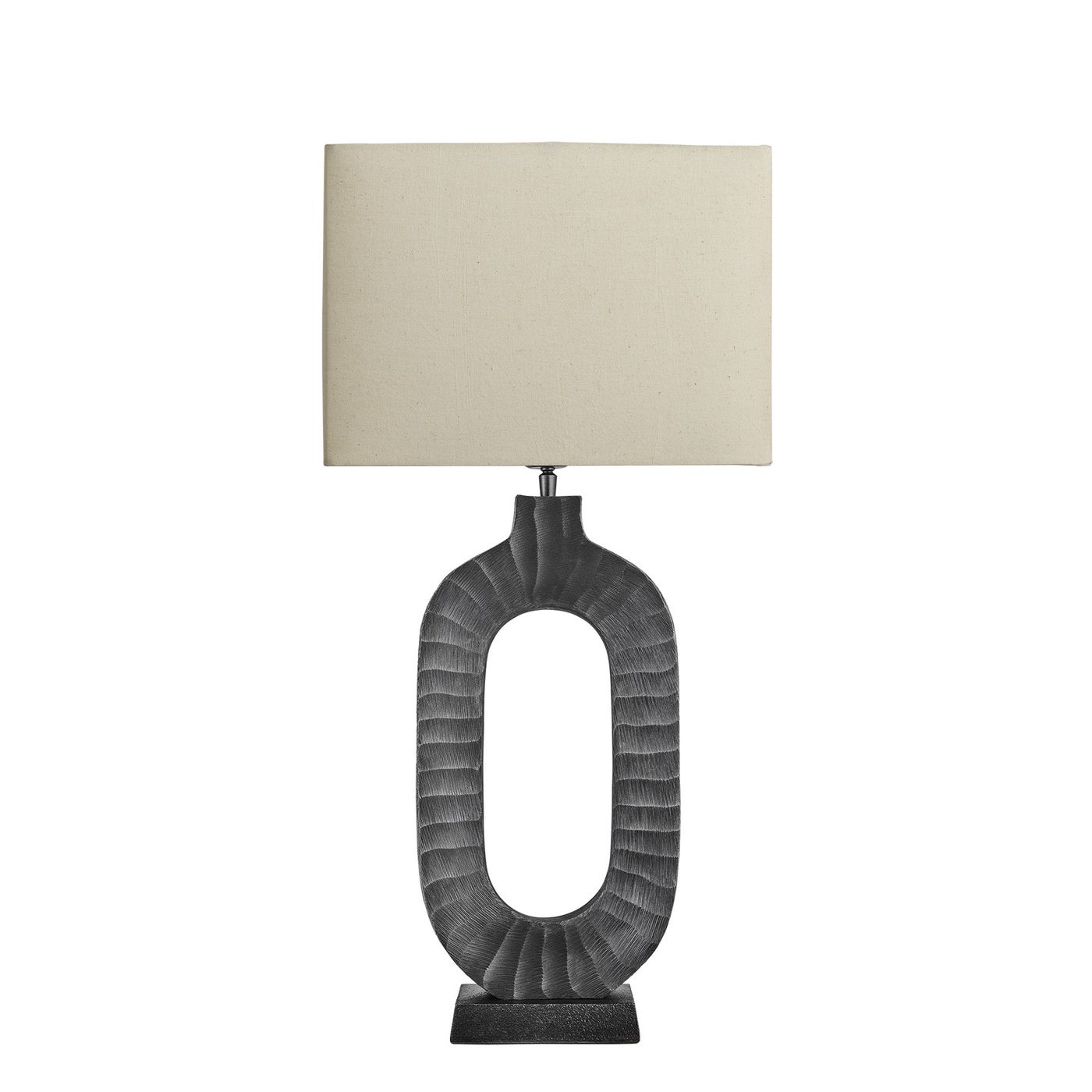 Ornate Oval Table Lamp - Pewter