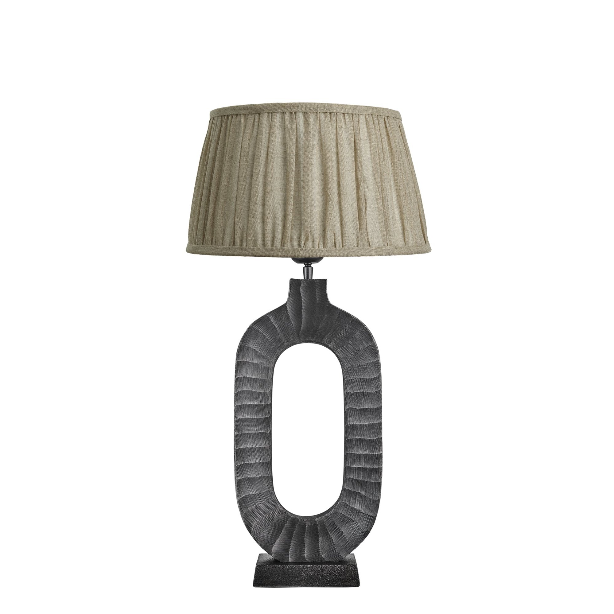 Ornate Oval Table Lamp - Pewter