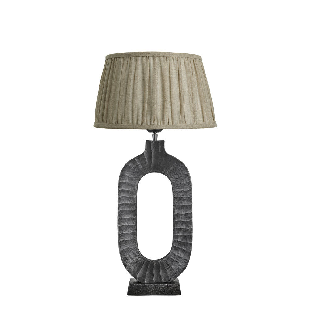 Ornate Oval Table Lamp - Pewter