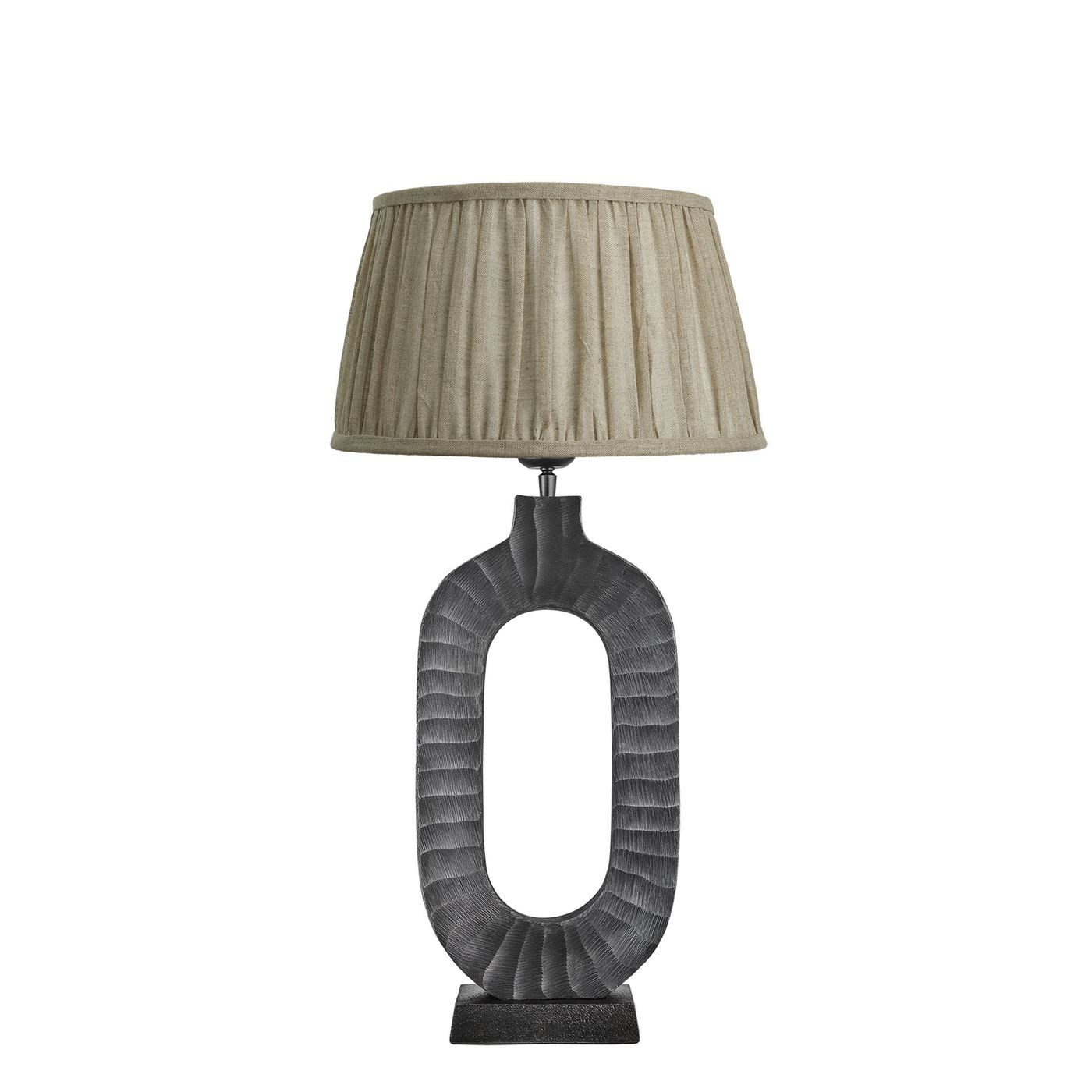 Ornate Oval Table Lamp - Pewter