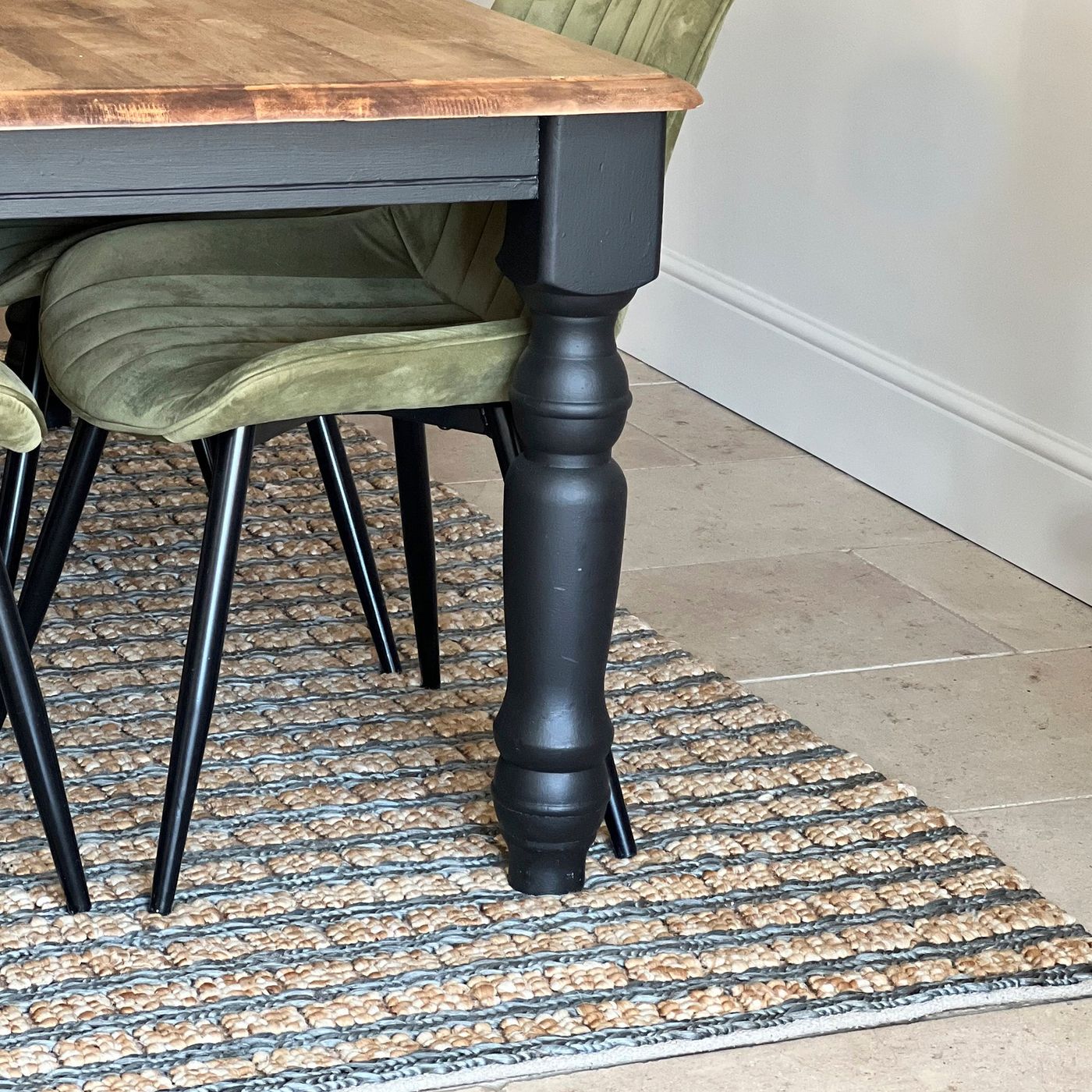 Oxnam Hand Woven Jute Rug - Natural & Teal