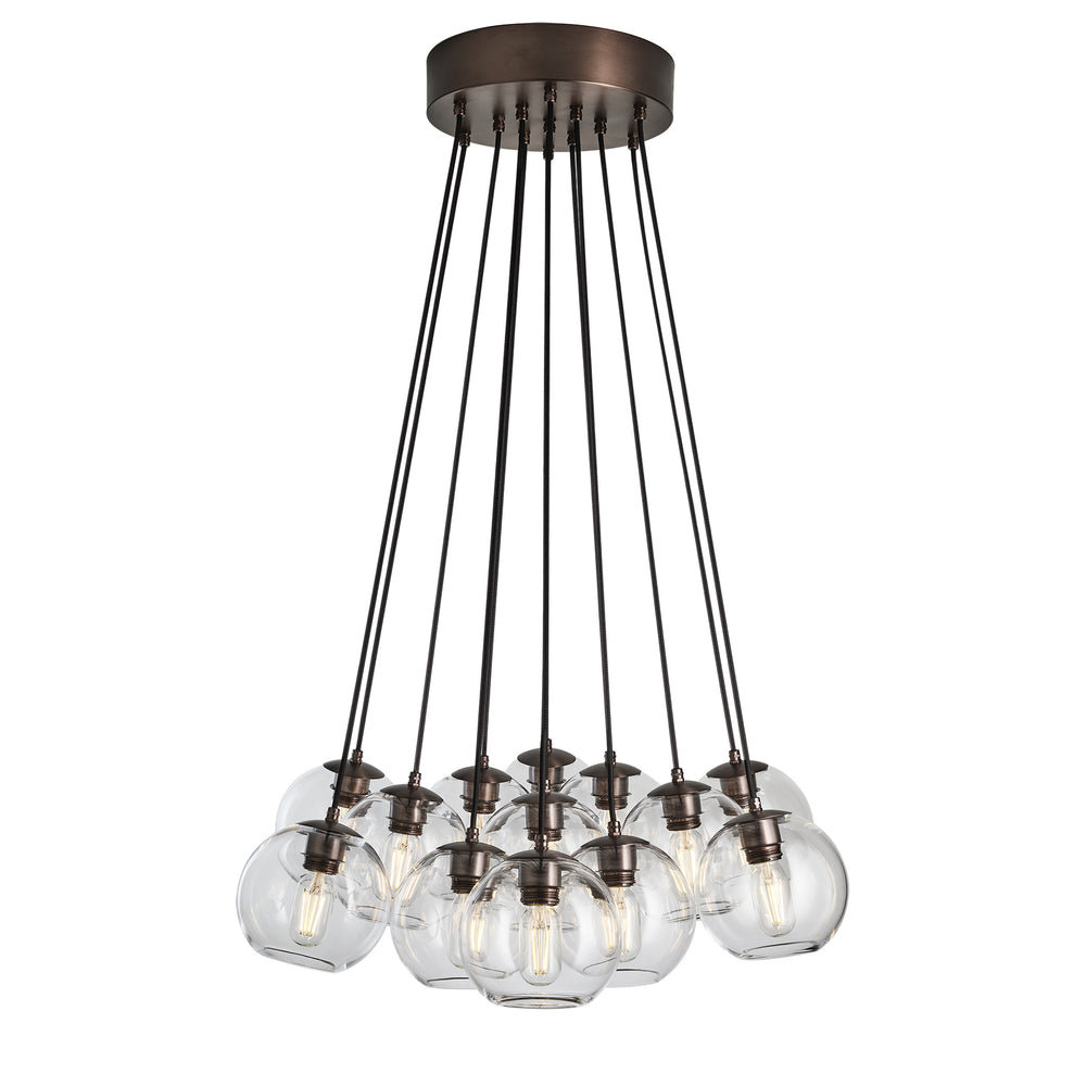 Preston Clear Glass Globe 13 Wire Cluster Lights in 7 Inch with Bronze Holder