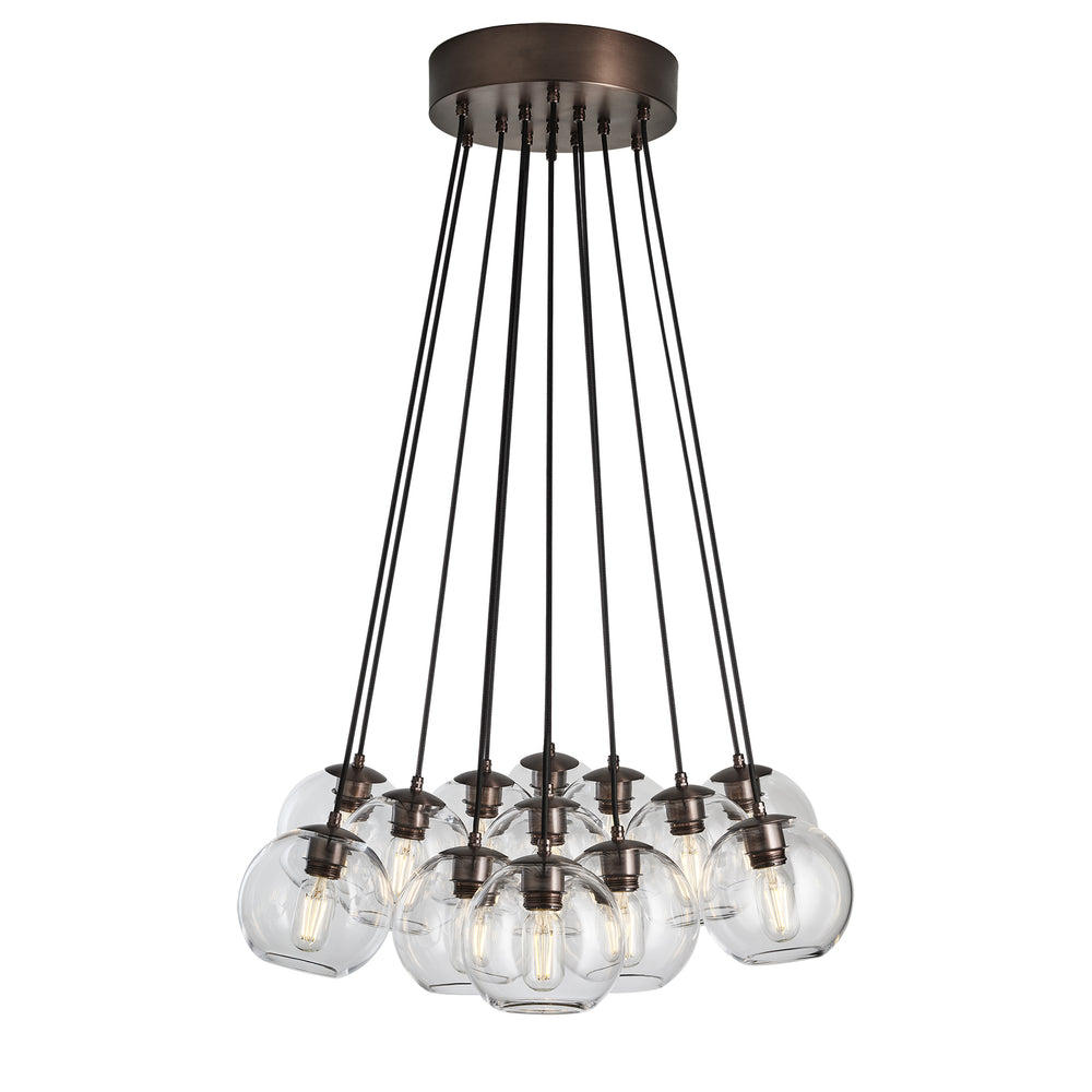 Preston Clear Glass Globe 13 Wire Cluster Lights in 7 Inch with Bronze Holder