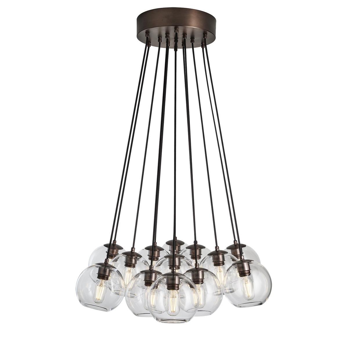 Preston Clear Glass Globe 13 Wire Cluster Lights in 7 Inch with Bronze Holder