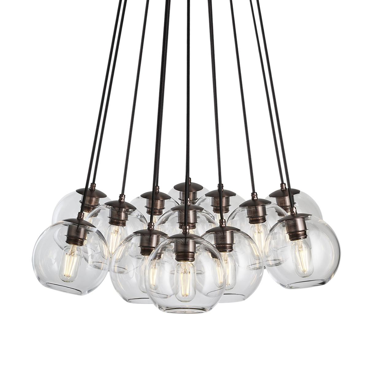 Preston Clear Glass Globe 13 Wire Cluster Lights in 7 Inch with Bronze Holder