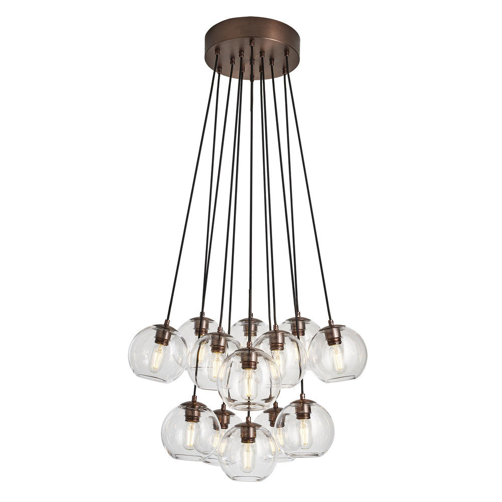 Preston Clear Glass Globe 13 Wire Cluster Lights in 7 Inch with Bronze Holder