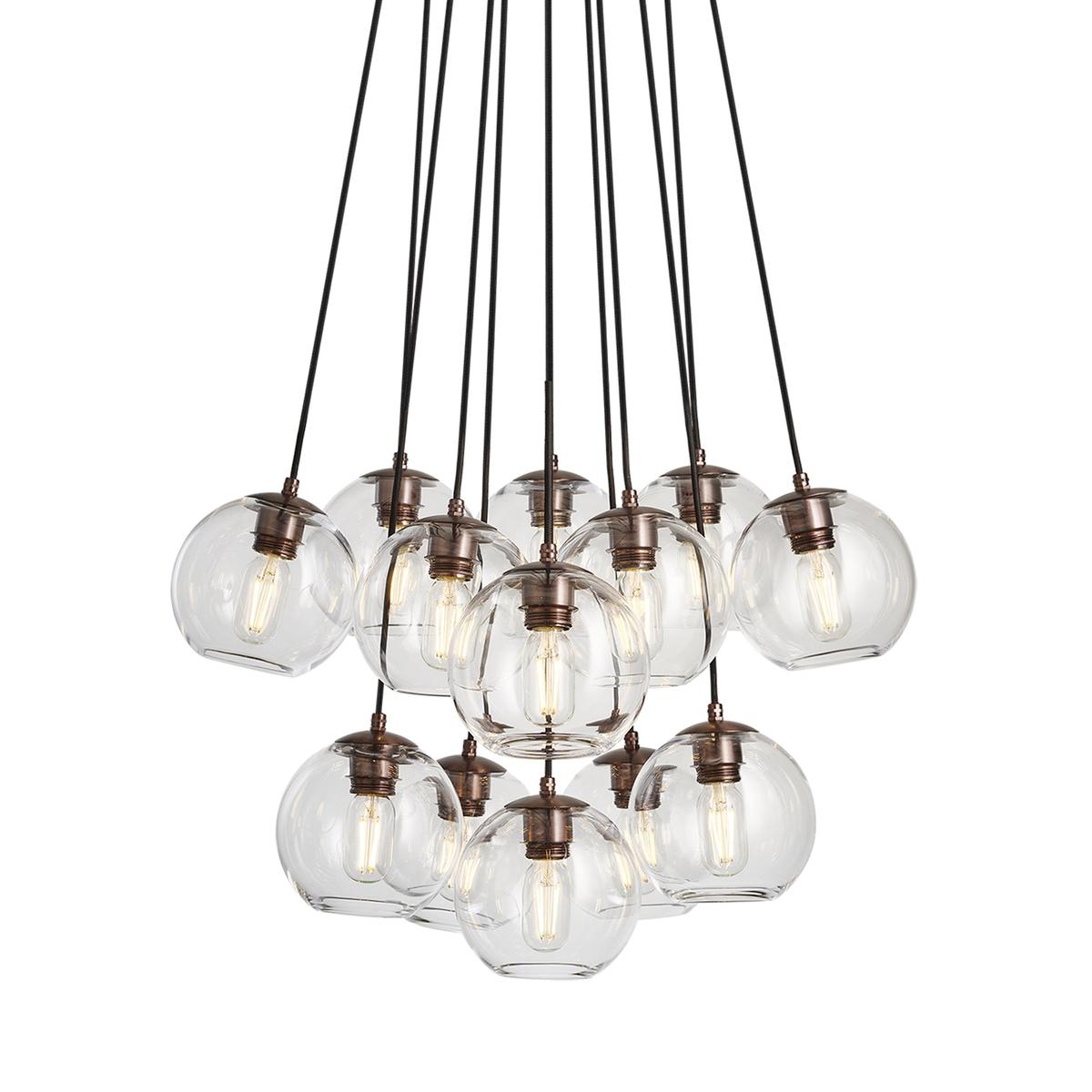 Preston Clear Glass Globe 13 Wire Cluster Lights in 7 Inch with Bronze Holder