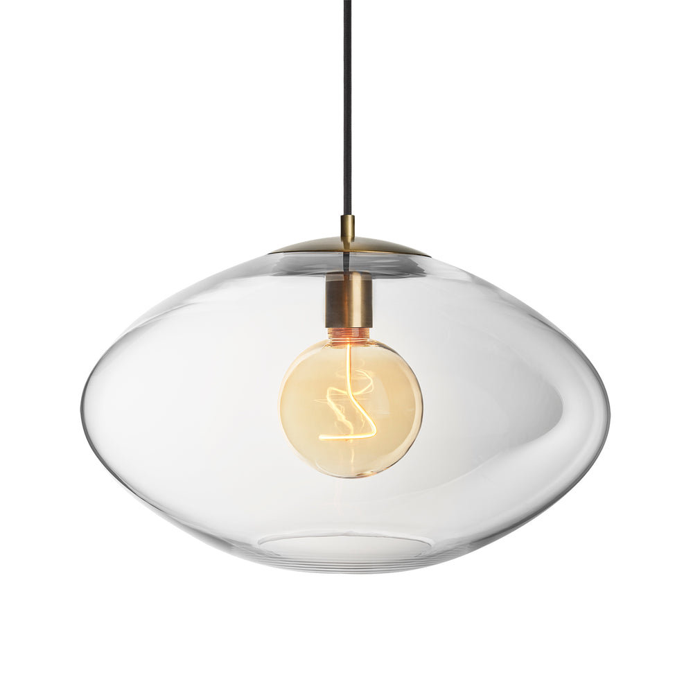 Preston Clear Glass Oval Pendant Light with Brass Holder