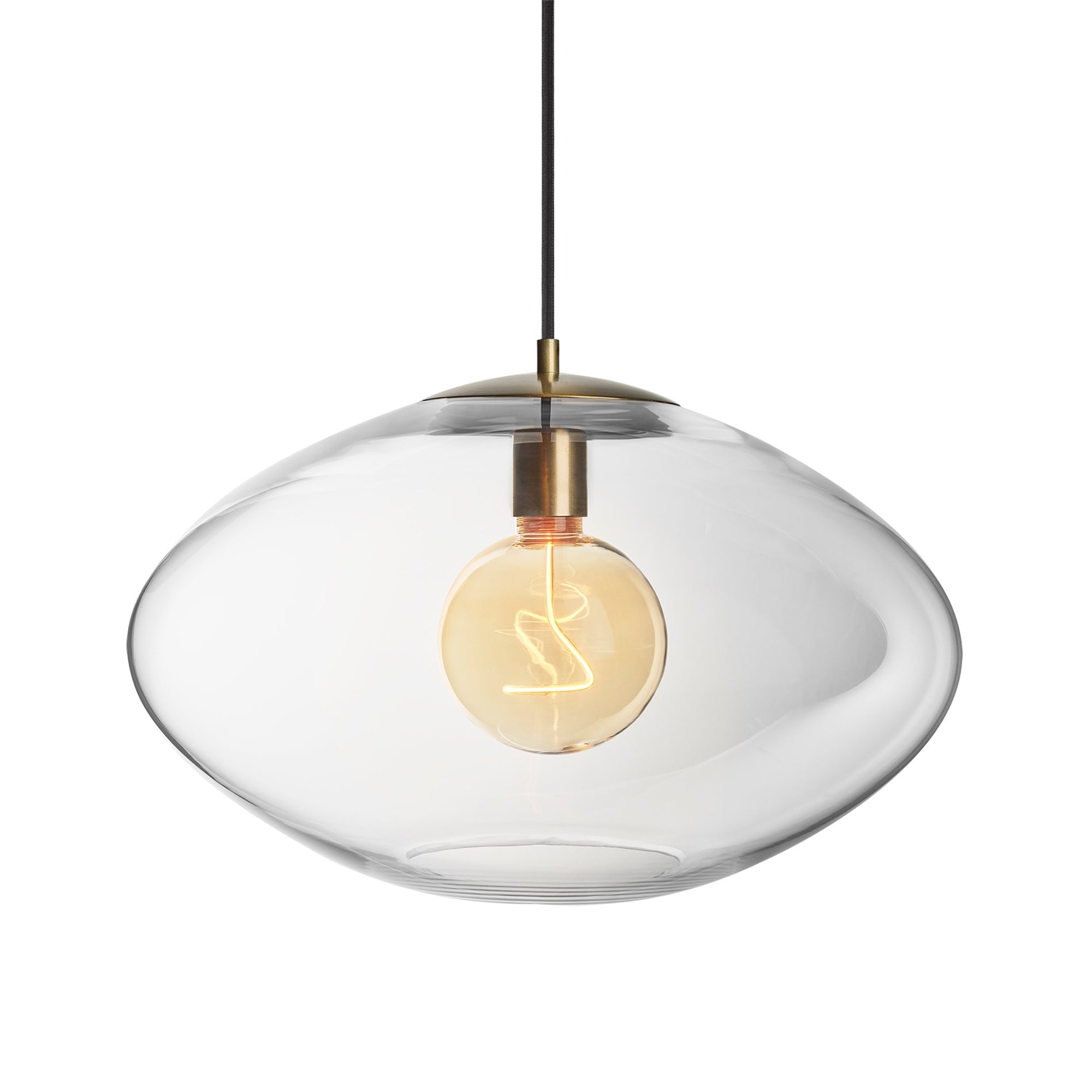 Preston Clear Glass Oval Pendant Light with Brass Holder
