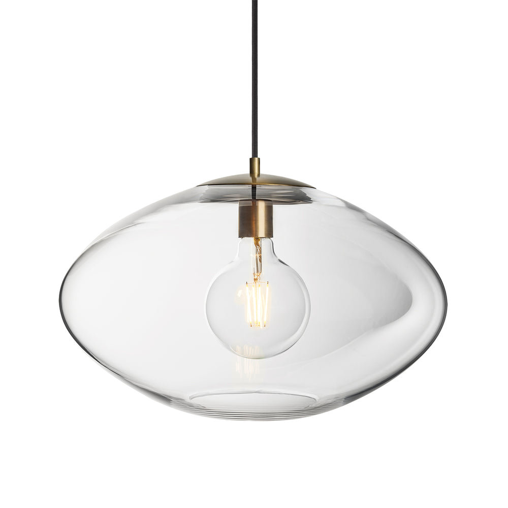 Preston Clear Glass Oval Pendant Light with Brass Holder
