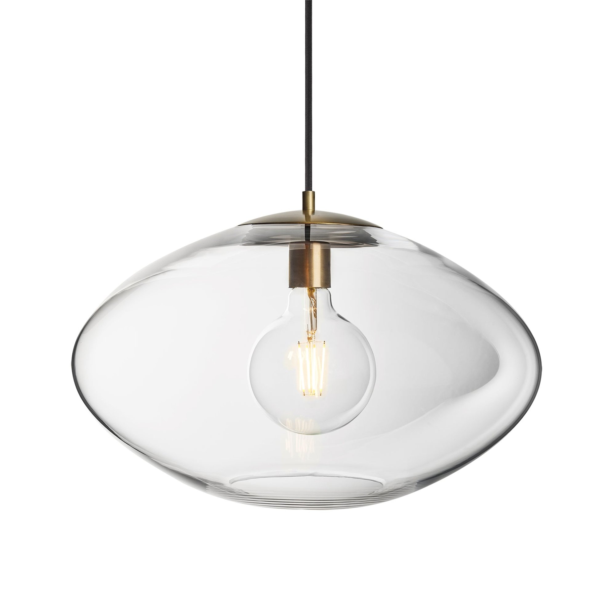 Preston Clear Glass Oval Pendant Light with Brass Holder