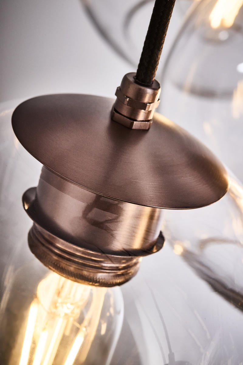 Preston Clear Glass Globe 13 Wire Cluster Lights in 7 Inch with Bronze Holder