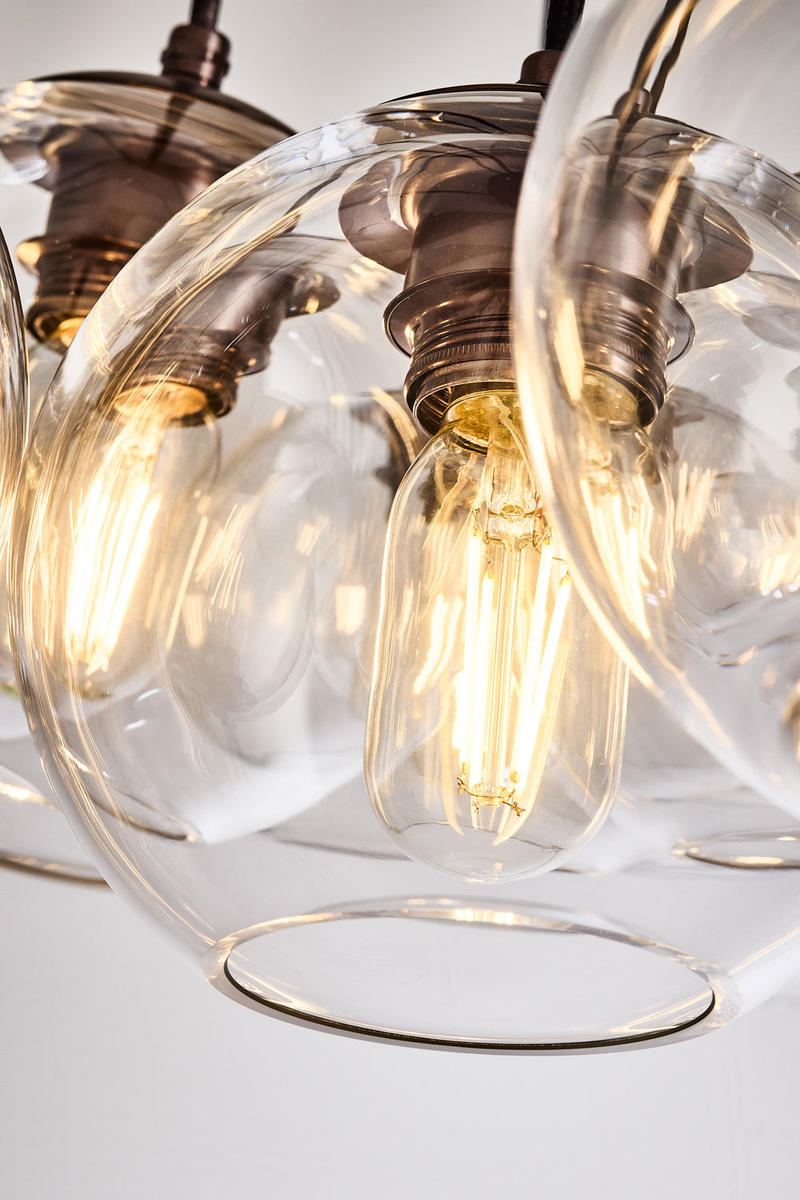 Preston Glass Globe 9 Wire Cluster Lights in 7 Inch with Bronze Holder