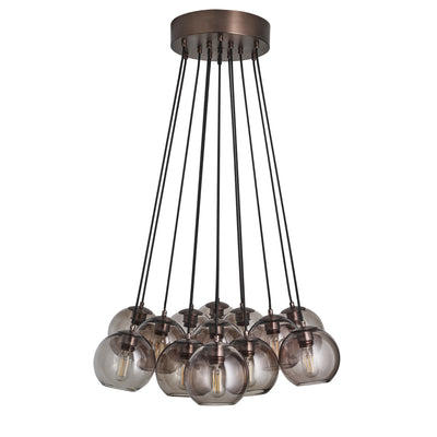 Preston Smoked Glass Globe 13 Wire Cluster Lights  in 7 Inch with Bronze Holder