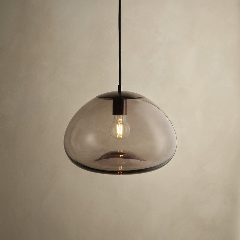Preston Smoked Glass Mushroom Pendant Light