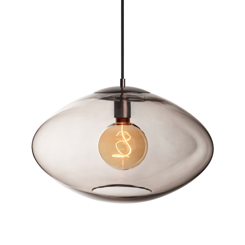 Preston Smoked Glass Oval Pendant Light