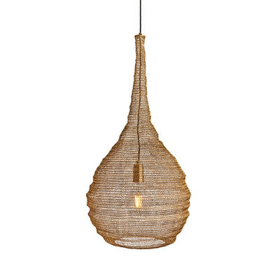 Beehive Wire Cage Metal Mesh Pendant Light - Drop - Brass