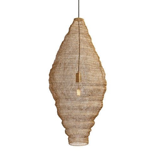 Beehive Wire Cage Metal Mesh Pendant Light - Oval - Brass