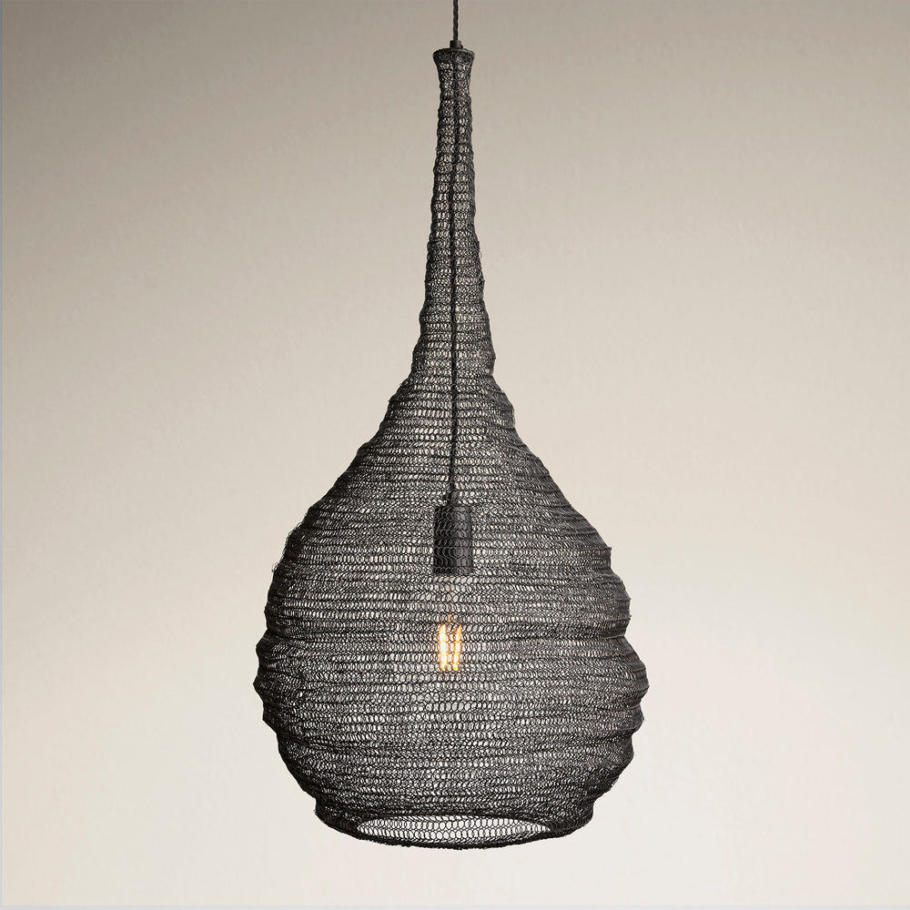 Beehive Wire Cage Metal Mesh Pendant Light - Drop - Pewter