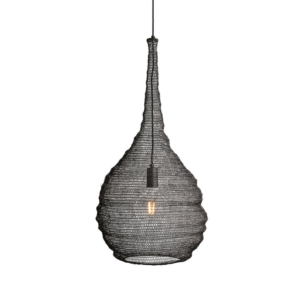 Beehive Wire Cage Metal Mesh Pendant Light - Drop - Pewter