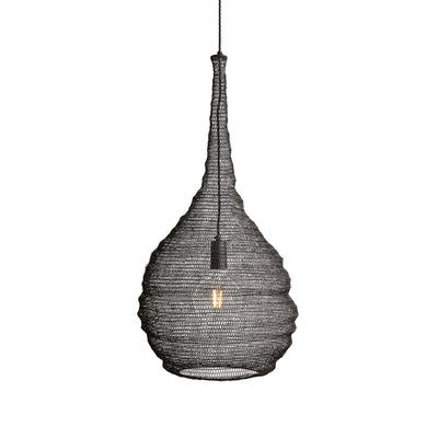 Beehive Wire Cage Metal Mesh Pendant Light - Drop - Pewter