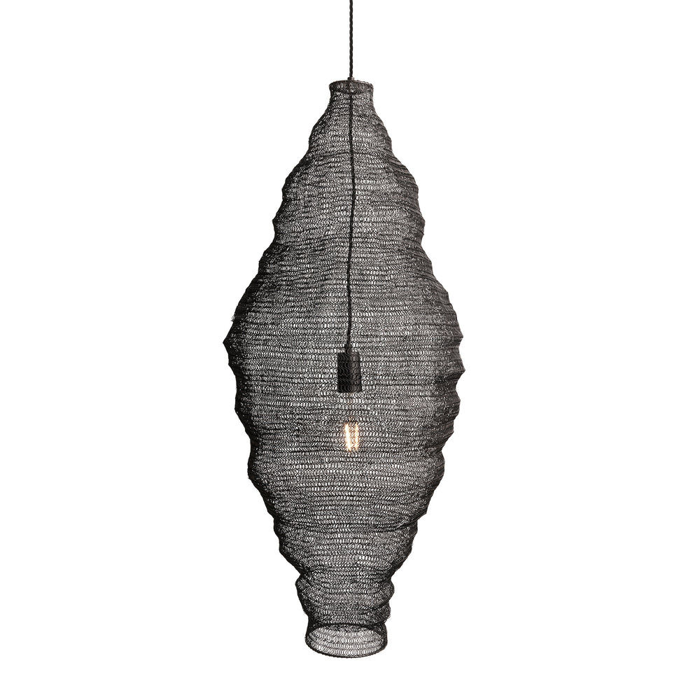 Beehive Wire Cage Metal Mesh Pendant Light - Oval - Pewter