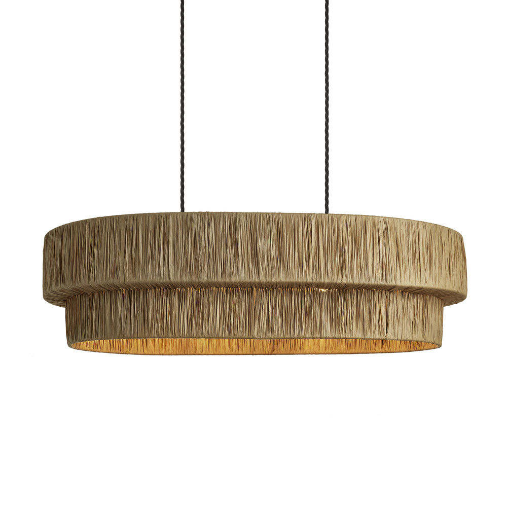 Raffia Layered Large Pendant Light in Natural Colour