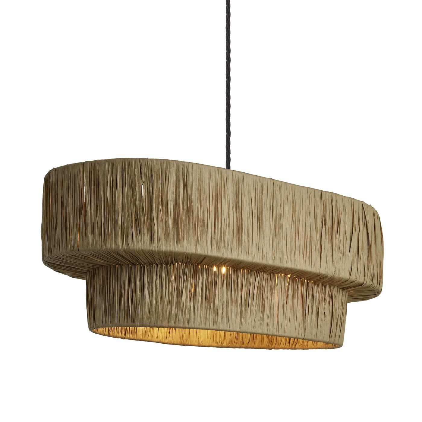 Raffia Layered Small Pendant Light in Natural Colour