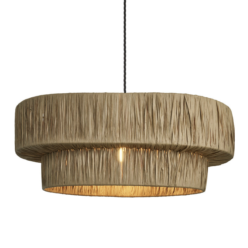 Raffia Layered Pendant Light - Natural - Farmhouse Lighting - Industville Lighting UK
