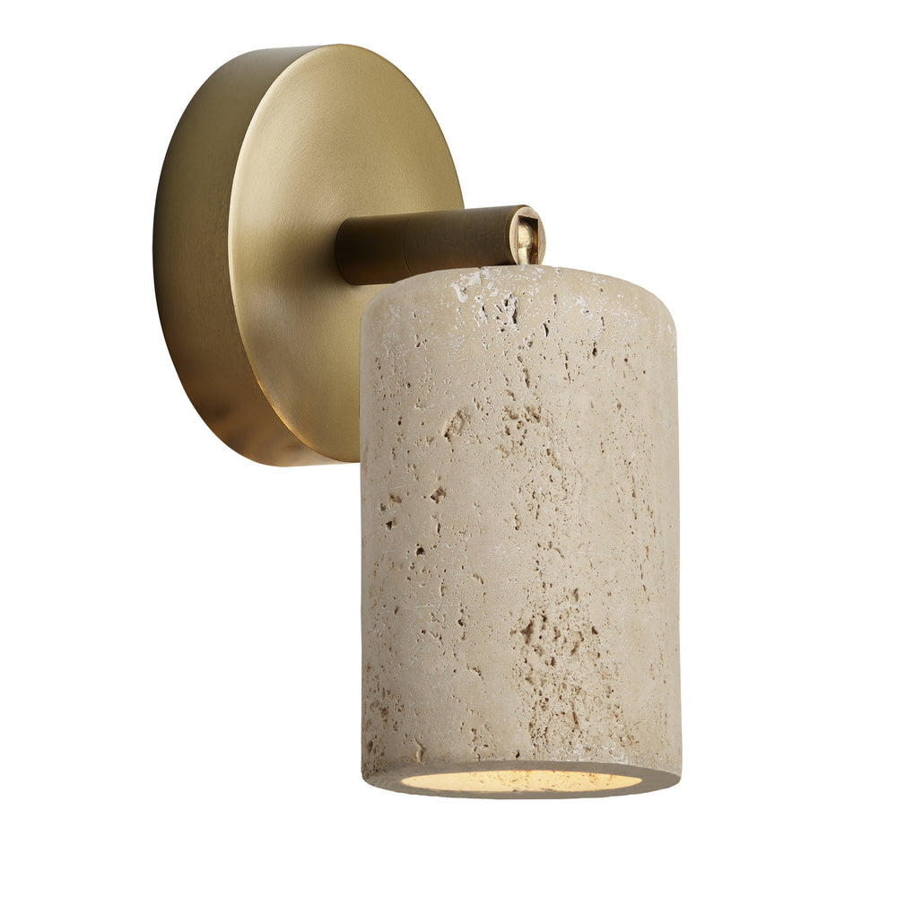Travertine Single Spot Light in Brass