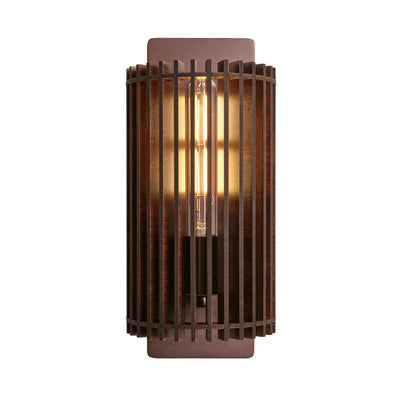 Rift Slatted Wooden Wall Light in Dark Finish with Bronze Holder