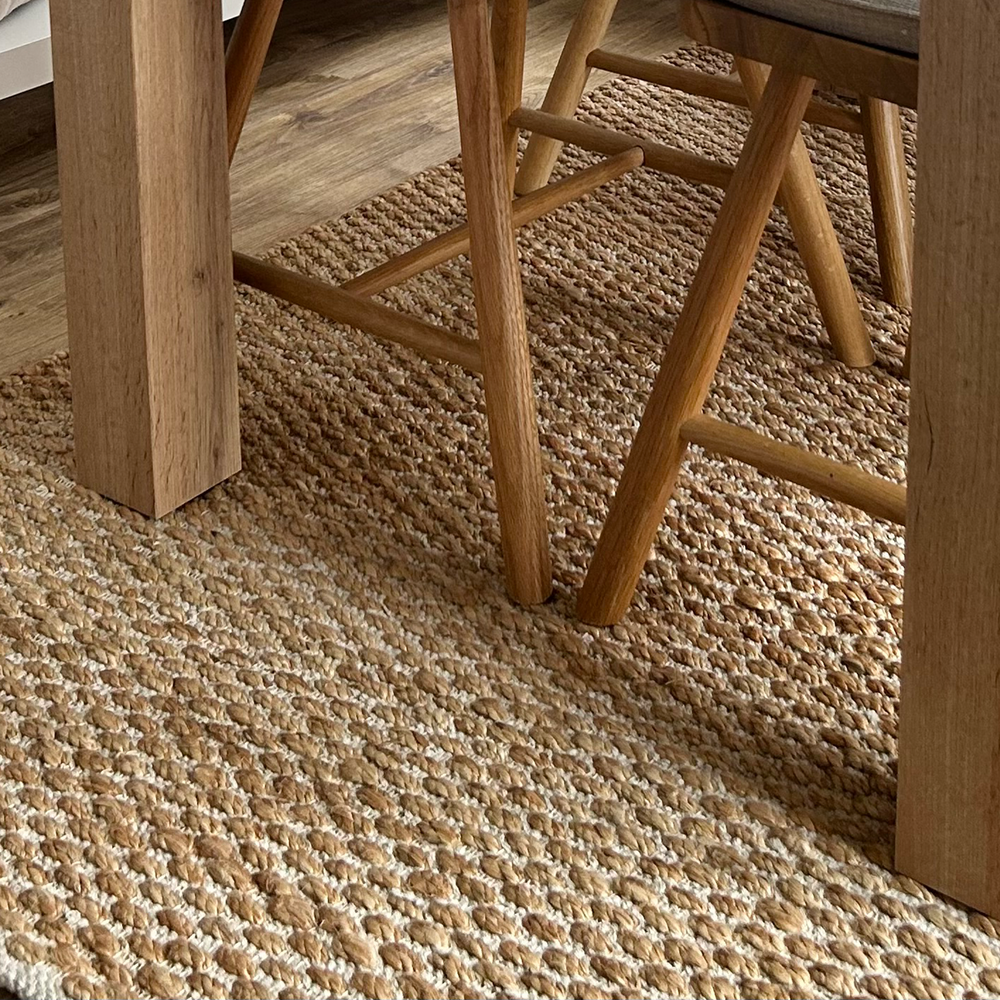 Hale Hand Woven Jute Rug in Natural & Cream with Measurements 170 x 240 cm, Product Code RG-1-HWJ-N-CR-L