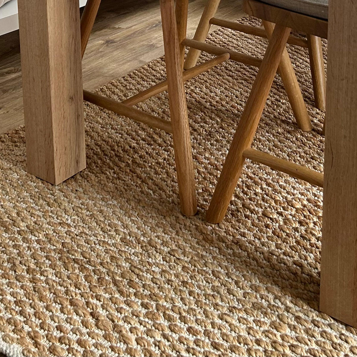 Hale Hand Woven Jute Rug in Natural & Cream with Measurements 170 x 240 cm, Product Code RG-1-HWJ-N-CR-L