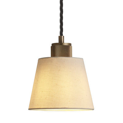 Ribbed Empire Pendant in Brass Finish with Light Natural Cotton Shade