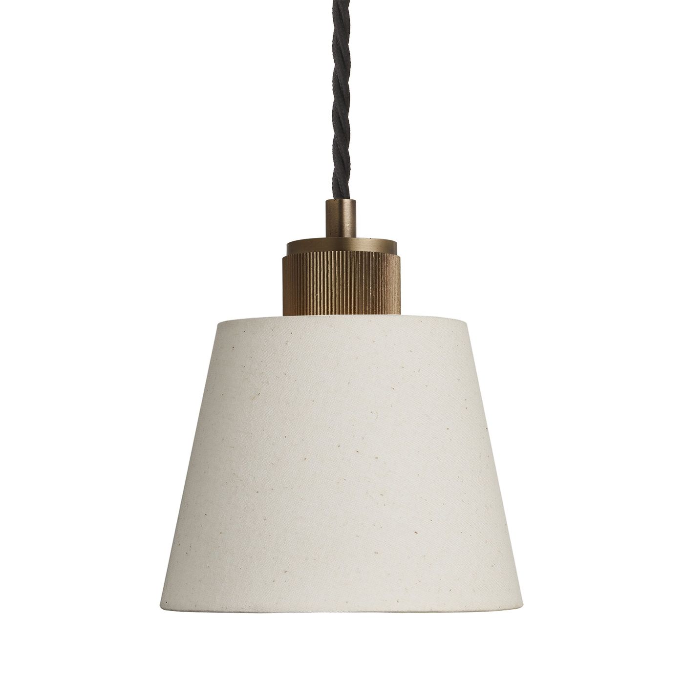 Ribbed Empire Pendant in Brass Finish with Light Natural Cotton Shade