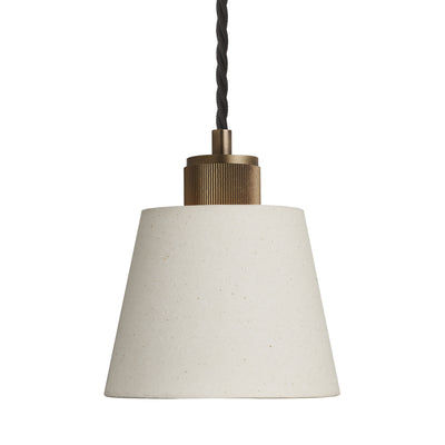 Ribbed Empire Pendant in Brass Finish with Light Natural Cotton Shade