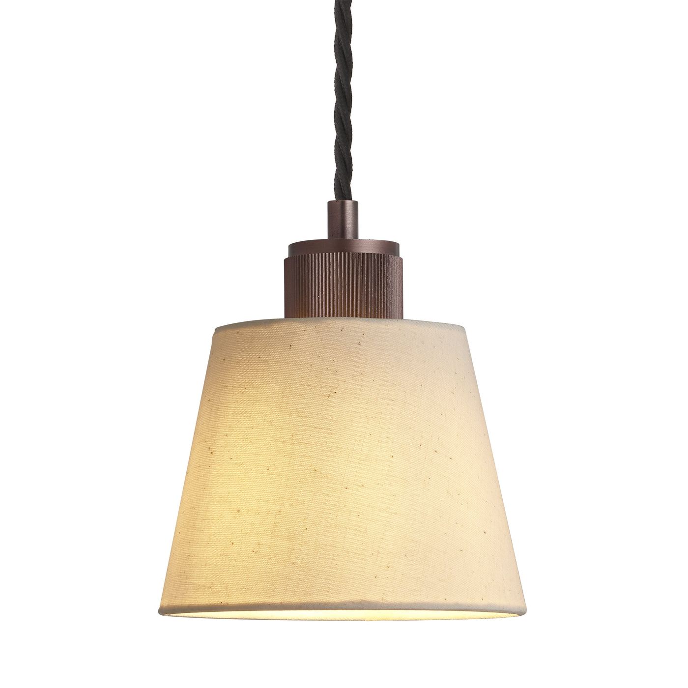 Ribbed Empire Pendant in Bronze Finish with Light Natural Cotton Shade