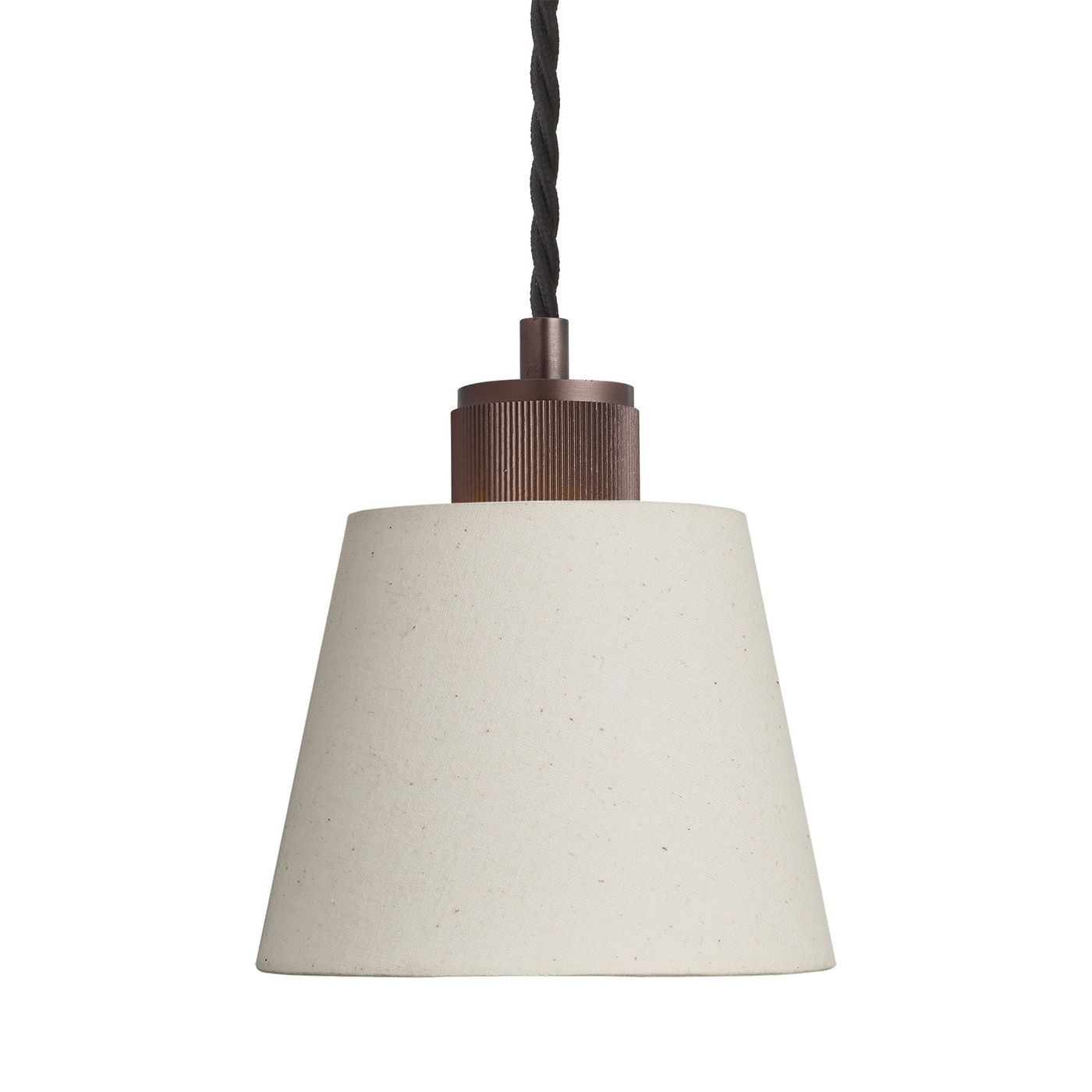 Ribbed Empire Pendant in Bronze Finish with Light Natural Cotton Shade